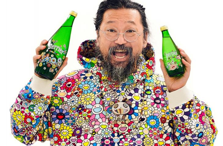 L’artista giapponese Takashi Murakami firma le bottiglie Perrier