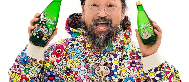 L’artista giapponese Takashi Murakami firma le bottiglie Perrier